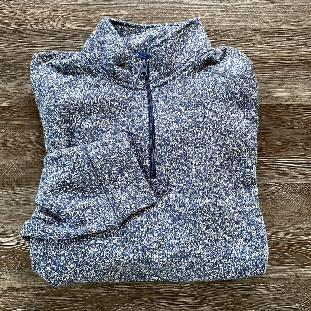 Old Navy Men's Heathered Blue Quarter-Zip Sweater Size Large